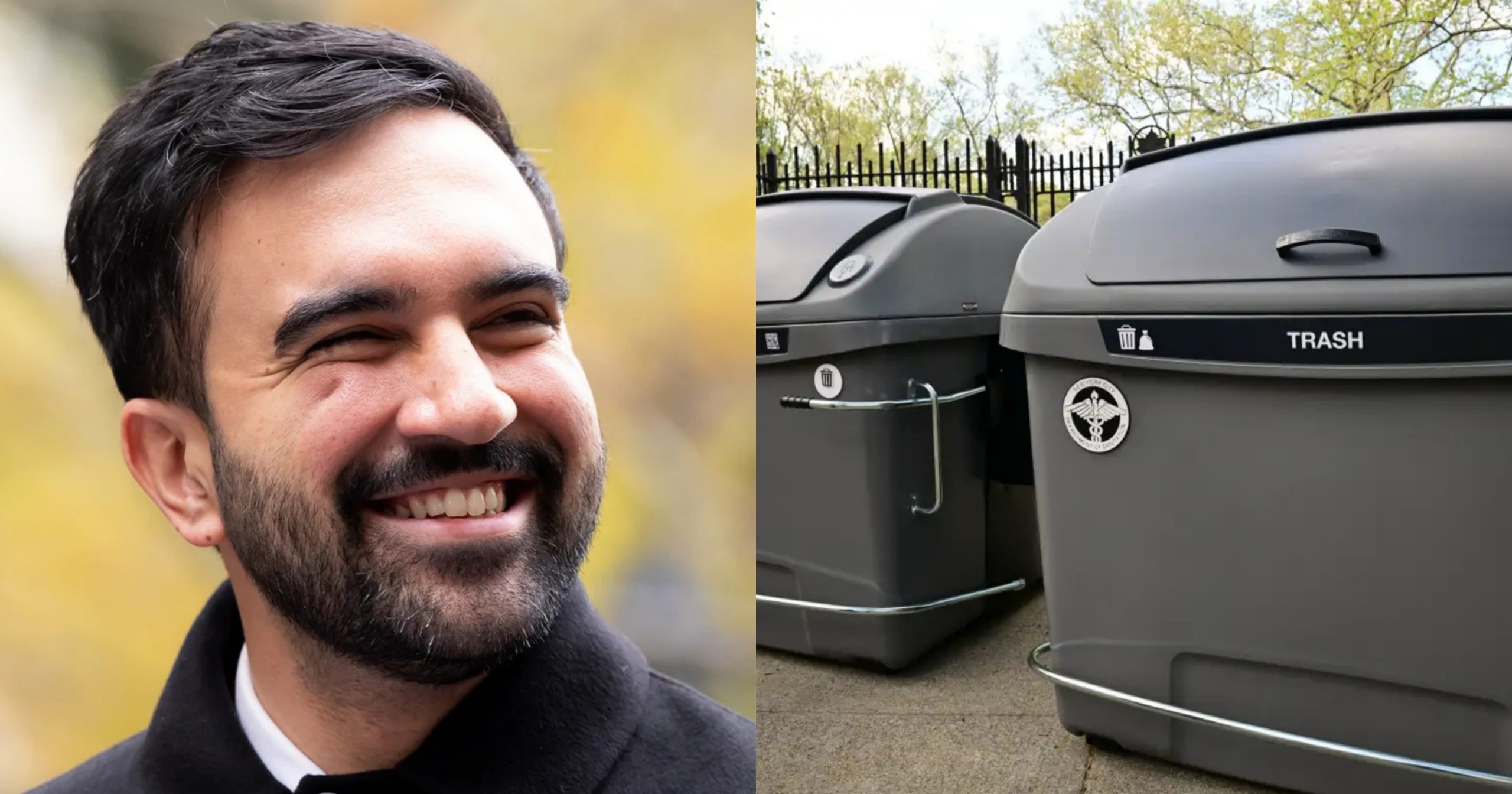 Mayor Mamdani stands beside a newly installed Empire Bin in Brooklyn
