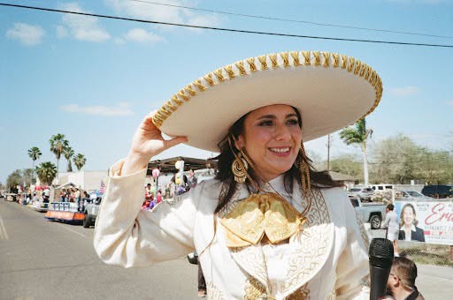 Gina Hinojosa speaking at a rally