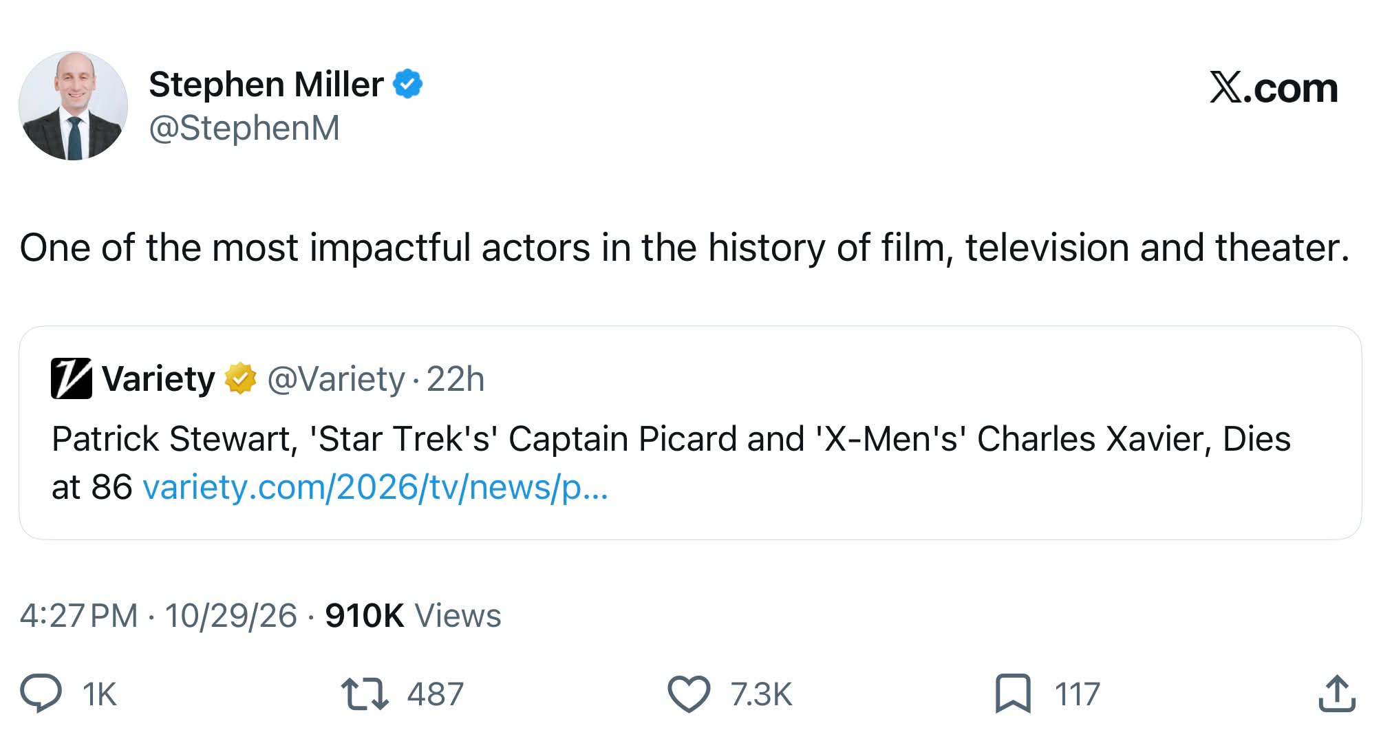 Patrick Stewart's legacy of activism